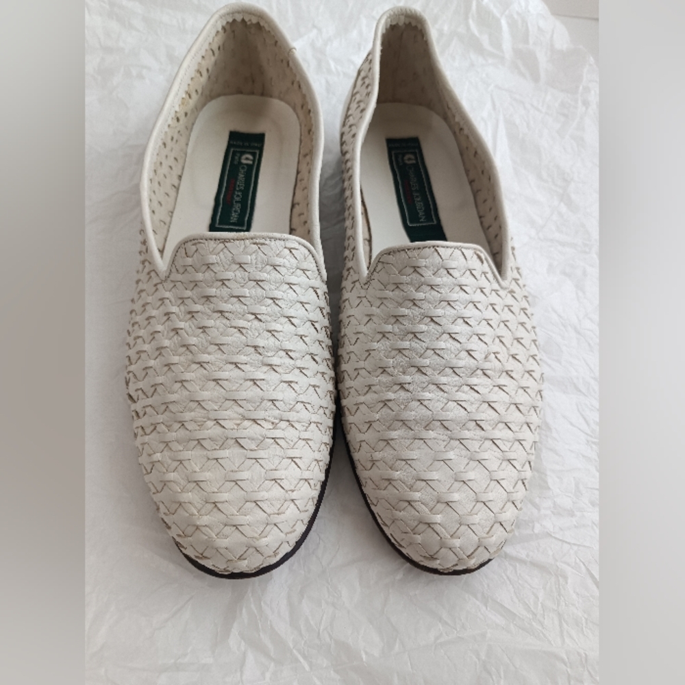 Charles Jourdan Men’s white full woven men's shoes size 7D made in Italy